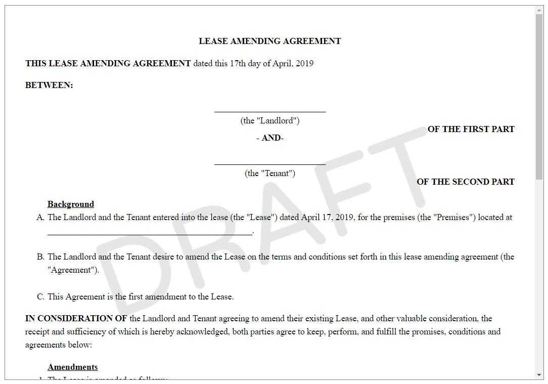 Notice of Changes in Terms of Tenancy